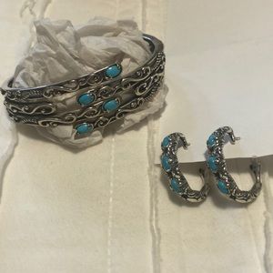 Silver jewelry with turquoise accents